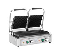 Parrilla de contacto doble - 3.600 W - ondulada | Royal Catering