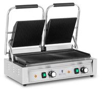 Parrilla de contacto doble Gastro, 3600 W, con estrías, rango de temperatura de 50-300 °C, 2 placas de 21x21 cm
