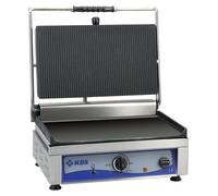 Parrilla de contacto KBS, superficie de cocción de 36x27 cm, con superficie acanalada en la parte superior y lisa en la inferior, y 1 zona de calentamiento