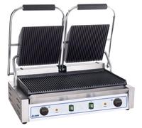 Parrilla de contacto KBS, superficie de cocción de 47x23 cm, con rejillas superiores e inferiores, y 2 zonas de temperatura