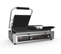 Parrilla de contacto profesional, con placas de cocción tanto con estrías como lisas, eléctrica, 230V