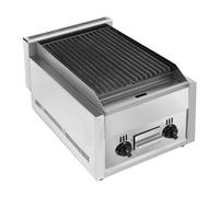 Parrilla de gas comercial de mostrador con doble placa de hierro fundido y piedra volcánica, acero inoxidable, temperatura ajustable, para restaurantes, cocinas profesionales y uso exterior