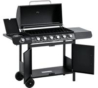 Parrilla de gas con 7 quemadores, incluye termómetro, parrilla para barbacoa, parrilla portátil, color