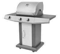 vidaXL Parrilla de Gas con Quemador con rueda con puerta Plateado