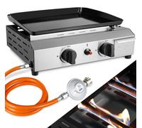 Parrilla de gas portátil, fácil de limpiar, con 2 quemadores