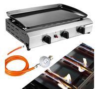 Parrilla de gas portátil, fácil de limpiar, con 3 quemadores