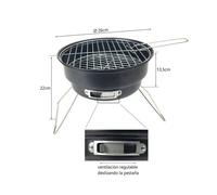 Parrilla de Hierro 26x22cm - Pequeña para - Ideal para Camping, Picnic, Jardín y - Fácil de Limpiar