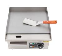 Parrilla de mesa eléctrica de 2000 W, parrilla profesional con contenedor de aceite oculto, parrilla comercial de 2 asas, 50-300 ℃