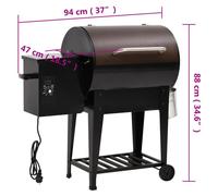 Parrilla de pellets negra con estante, marca vidaXL, 94 cm, fabricada en hierro