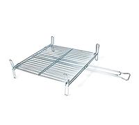 Parrilla Doble de Acero para Barbacoa 50 x 50 cm. Rejilla Grill portátil con Patas Cuadrada, asado de Pescado, Carne. Ideal para jardín, Camping, Acampada