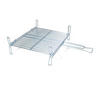 Parrilla doble para barbacoa de 45 x 45 cm, portatil, fabricada en Acero Inoxidable, carnes, pescados, verduras, asados Gray