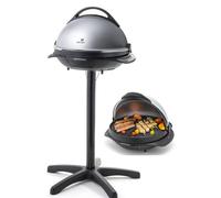 Parrilla eléctrica 2 en 1, con placa de hierro fundido/aluminio, 2200 W, color gris