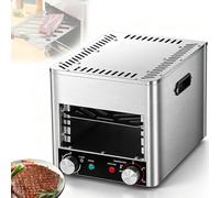 Parrilla Eléctrica Comercial Para Carne De 1700w Con Bandeja Y Parrilla | Horno Parrilla Interior de Mesa de Acero Inoxidable con Temporizador y Control de Temperatura, Temporizador de 10 Minutos(S)