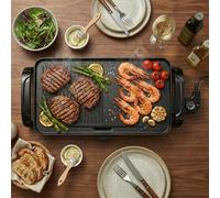 Parrilla Eléctrica con Grill y Plancha, Doble Función, 2200W, Plancha para Asar electrica, con dos tipos de planchas, Don Feliz