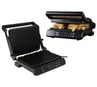 Parrilla eléctrica, contact grill y parrilla de mesa, 2000W, con placas antiadherentes extraíbles, 5 programas, control manual de temperatura, temporizador, pantalla LED y bandeja de recogida