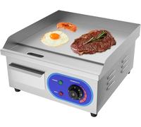 Parrilla eléctrica de acero inoxidable, modelo profesional para mesa, 220-240 V, placa de cocción de hierro, superficie de 35 x 30 cm, lisa, resistente a salpicaduras