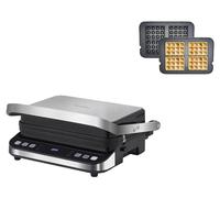Parrilla eléctrica de contacto, con múltiples opciones de cocción, fácil de limpiar, incluye una placa adicional estándar, compatible con enchufes de 220V-240V (estándar europeo)