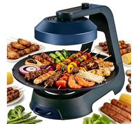 Parrilla Electrica Giratoria 360 Automatica Plancha Infrarrojos | Antiadherente Grill de Interior 2 Velocidades Control Mando Mesa para Fiesta Familiar