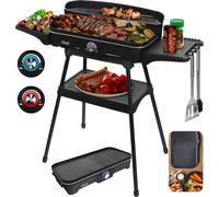 Parrilla eléctrica para jardín, grande, 5 en 1, con soporte, plegable, sin humo, marca ELDOM