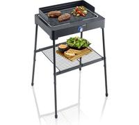 Parrilla eléctrica SEVERIN PG8568, 2200W, superficie de cocción de 44,5x26 cm, altura de 85 cm, parrilla de fundición de aluminio
