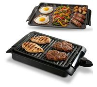 Parrilla eléctrica sin humo, con placa de cocción, 1250 W, con revestimiento antiadherente