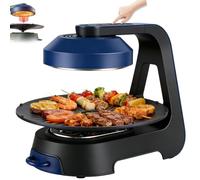 Parrilla Electrica Sin Humo Plancha Giratoria 36cm Grill 1390W | Antiadherente Grill de Interior Pantalla LCD Temporizador 80Min 11 Temp para Fiesta