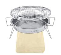 Parrilla mini de acero inoxidable, estufa de barbacoa redonda plegable y portátil, parrilla compacta para exteriores con bolsa de transporte, ideal para acampar, terrazas, picnics