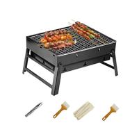 Parrilla para barbacoa, portátil para barbacoa al aire libre, mesa plegable de carbón, acero inoxidable ahumado para picnic, jardín, terraza, camping, viaje de senderismo