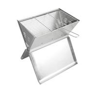 Parrilla para barbacoa portátil Ved - Estilo portátil plegable para 2 a 3 personas hecha con acero inoxidable - Ahumador de carbón para terraza, patio, camping y viajes a la playa - 35 x 24 x 39 cm
