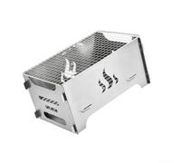 Parrilla plegable de acero inoxidable estilo tarjeta diseño (mediano) | Se pliega al instante, se adapta al maletero del coche, ideal para viajes de camping, días de playa y picnics al aire libre