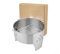 Parrilla plegable de acero inoxidable portátil para hoguera, picnic, playa, barbacoa, diseño de malla resistente, color plateado