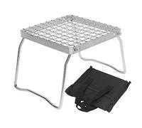 Parrilla plegable para fogata, parrilla de acero inoxidable 304 para camping con patas plegables, estufa de gas portátil y soporte para fogata con bolsa de transporte para