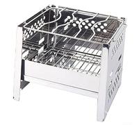 Parrilla plegable portátil de acero inoxidable, compacta para mini barbacoa para camping, senderismo, picnic, estante de cocina al aire libre con circulación de aire eficiente, 20,5 x 15,5 x 29 cm