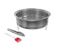 Parrilla Portátil de Carbón de Sobremesa en Acero Inoxidable | Fiestas en Casa y Acampadas al Aire Libre, Gran Capacidad, Zona Amplia, Fácil Limpieza, Control Térmico