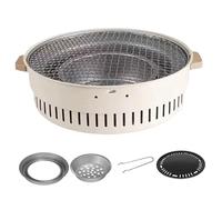 Parrilla portátil de carbón juego de parrilla de barbacoa coreana de modo dual: parrillas y ahumadores al aire libre con red y sartén para uso interior/exterior Barbacoa coreana parrillas de carbón