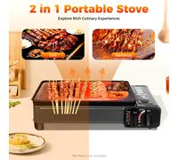 Parrilla Portátil de Gas para Camping, Estufa de Gas Butano, Parrilla para Asar Carne y Verduras al Aire Libre Negro