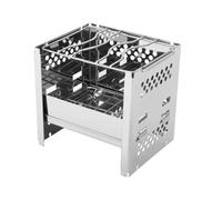 Parrilla Portátil para Barbacoa de Camping de Acero Inoxidable | Diseño Desmontable y Hueco, con Cortavientos, Color Plata, para Exterior y Picnic