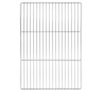 Parrilla rectangular de acero inoxidable de 50 x 35 cm para exteriores, superficie plateada, resistente al calor y a la corrosión, fácil limpieza, montada para uso inmediato