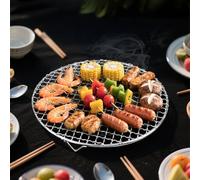 Parrilla redonda 32 cm para barbacoa de carbón vegetal exterior (32 cm) | Acero inoxidable 304, antiadherente, 30 cm de diámetro, se puede utilizar en interiores y exteriores, apto para lavavajillas
