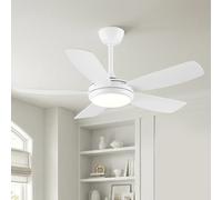 Parrot Uncle 106cm Ventilador de Techo con Luz,Regulable 3000/4000/5000K,Motor DC Silencioso,6 Velocidades,Función Invierno-Verano,Mando a Distancia y Temporizador,Blanco para Dormitorio Salón