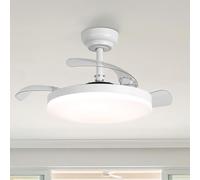 Parrot Uncle 106cm Ventilador de Techo con Luz y Aspas Retráctiles,36W, 3 Palas Transparentes, Motor DC Silencioso, Función Verano e Invierno, 6 Velocidades, Programable, Mando a Distancia, Blanco