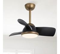 Parrot Uncle De 76cm Ventilador De Techo Con Luz, 35W, 3 Temperaturas De Color, 6 Velocidades, Temporizador, Función Verano/Invierno, Mando a Distancia, Silencioso, Arael Dormitorio, Negro