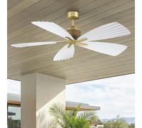 Parrot Uncle Ventilador de Techo 142cm, 6 Velocidades, 35W Silencioso Motor DC, Mando a Distancia, Temporizador Función de memoria, Función Verano/Invierno Dormitorio, 5 Blanco Palas de ABS Sin luz