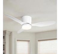 Parrot Uncle Ventilador de Techo ABS con Luz LED 35W, Mando a Distancia, 6 Velocidades, Ultra silencioso, 3 Aspas 106 cm de Diámetro, Función Verano-Invierno, Temporizador, Blanco