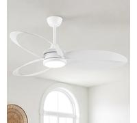 Parrot Uncle Ventilador de Techo con Luz 106cm ABS,Regulable 3000/4000/5000K, 6 Velocidades,31W Silencioso Motor DC,Mando a Distancia, Temporizador,Función Verano/Invierno Memoria Dormitorio,Blanco