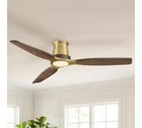 Parrot Uncle Ventilador de Techo con Luz, 122 cm Diámetro, Latón y Madera, 6 Velocidades, Mando a Distancia, Regulable, para Salón, Dormitorio