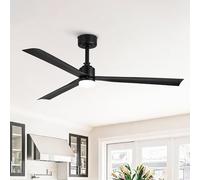 Parrot Uncle Ventilador de Techo Con Luz 127cm, 40W, 3 Temperaturas de Color, 6 Velocidades, Ultra Silencioso, Mando a Distancia, Motor DC, Temporizador, Función Verano/Invierno Dormitorio,Negro