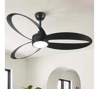 Parrot Uncle Ventilador de Techo con Luz, 132 cm, Negro, Moderno, 6 Velocidades, Mando, Regulable, para Salón, Dormitorio, Comedor