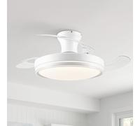 Parrot Uncle Ventilador De Techo Con Luz Retráctil,91cm,3 Aspas, Modos De Verano E Invierno, 3 Temperaturas De Color, 6 Velocidades, Mando a Distancia, Temporizador Para El Dormitorio, Blanco