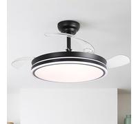 Parrot Uncle Ventilador de Techo con Luz y Aspas Retráctiles, 36W, Motor DC Silencioso, 3 Aspas 106cm, Función Verano e Invierno, 6 Velocidades, Programable, Mando a Distancia, Negro -Circulo